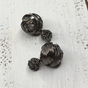 Gunmetal Double Stud Earrings